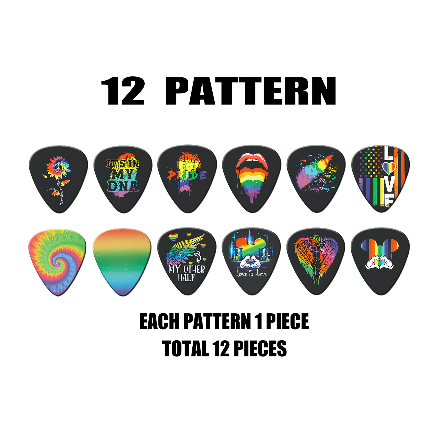 12 Buah Pick Gitar 0.46mm 0.71 - Musical Instrument Organ ulasan dan harga